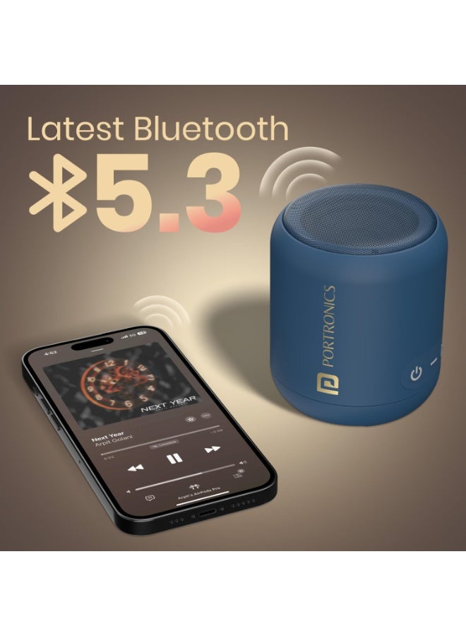 بورترونيكس Portronics SoundDrum 1 12W TWS Portable Bluetooth Speaker with Powerful Bass, Bluetooth 5.3V, 360° Surround Sound, USB Drive in, Type C Fast Charging(Blue) - Image 3